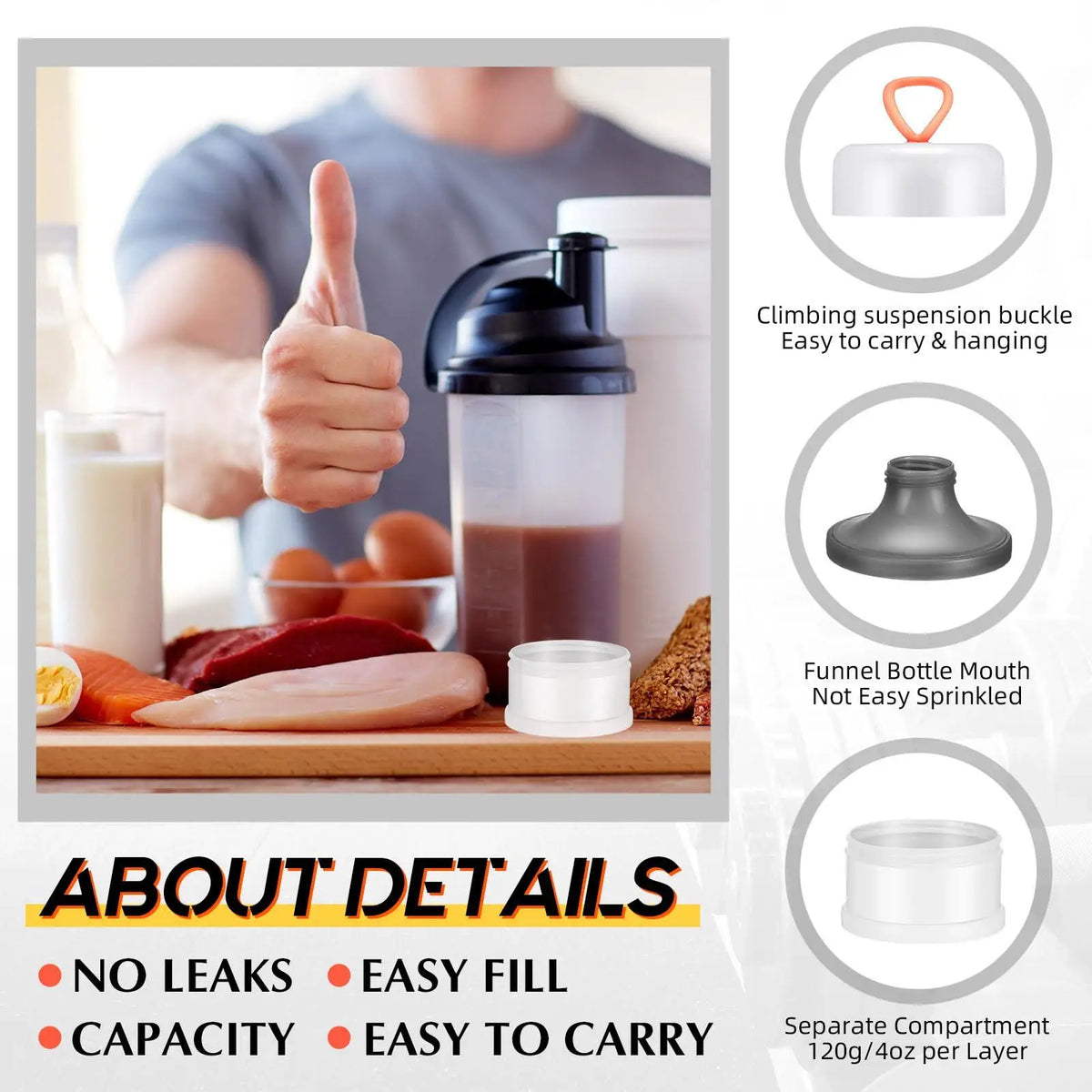 Portable 5-Layer Protein Powder Box Fitness Powder Packing Box Independent Layered Fitness Powder Box Food Storage Containers