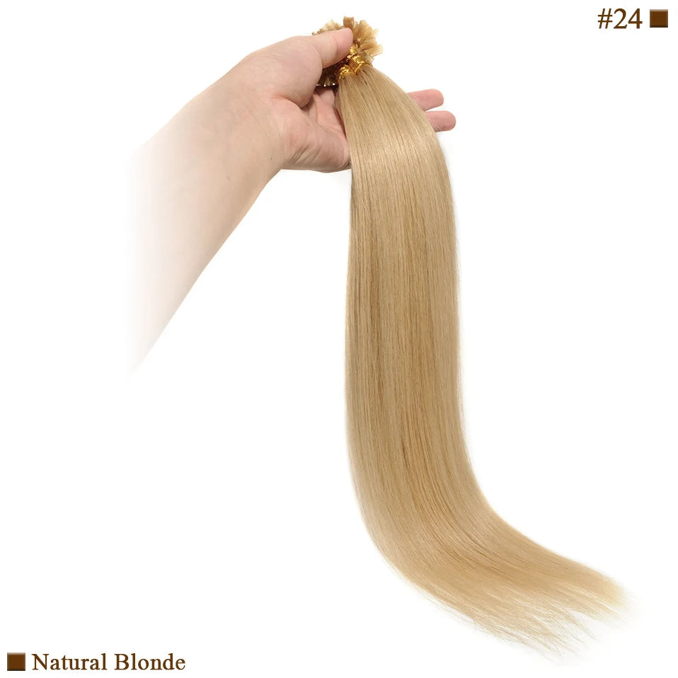 S-noilite 0.5g/s 50g Nails U Tip Hair Extensions For Volume 16'' - 24'' Straight Human Hair Keratina Pre-bonded Capsules Fusion