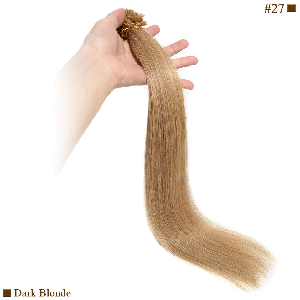 S-noilite 0.5g/s 50g Nails U Tip Hair Extensions For Volume 16'' - 24'' Straight Human Hair Keratina Pre-bonded Capsules Fusion
