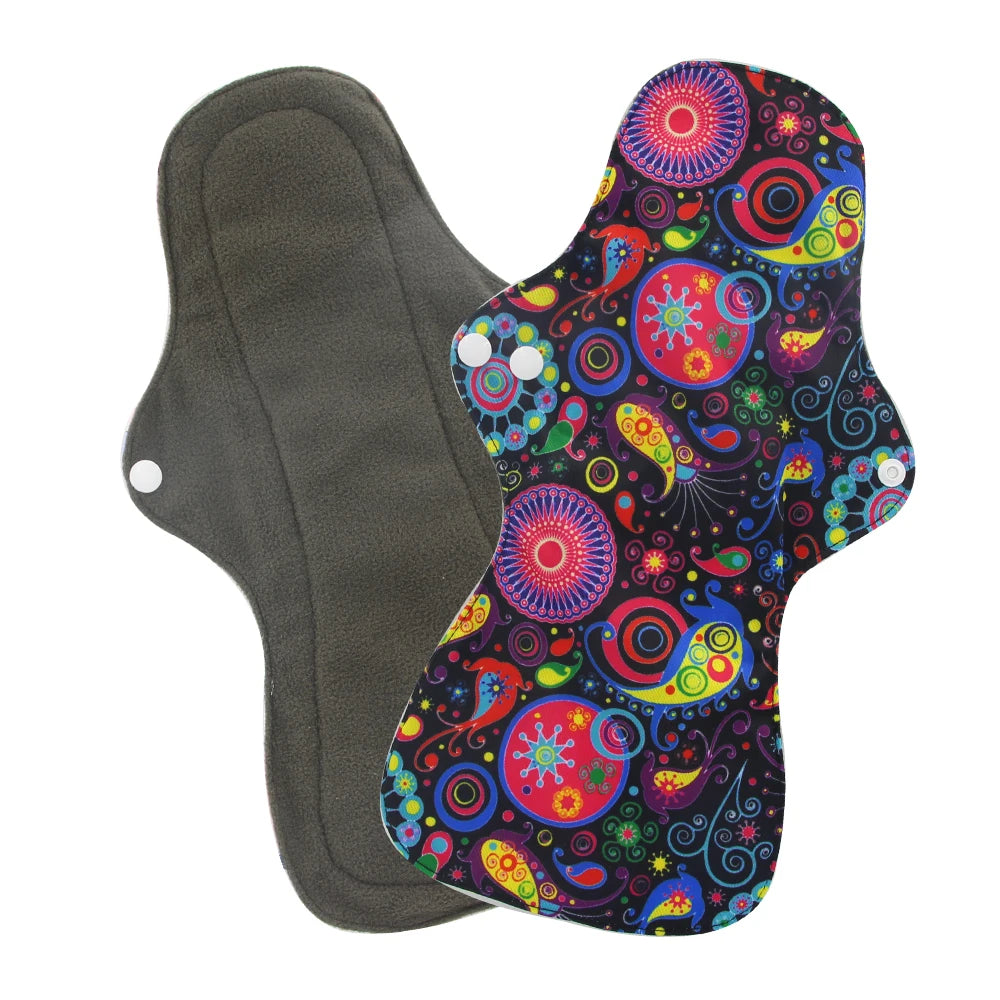 Menstrual Pads Heavy Flow Reusable Waterproof Panty Liner Bamboo Charcoal Sanitary Napkin Washable Overnight Period Cloth Pads