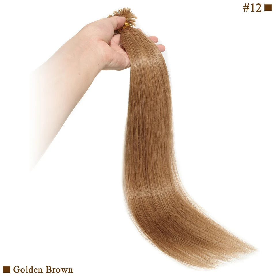 S-noilite 0.5g/s 50g Nails U Tip Hair Extensions For Volume 16'' - 24'' Straight Human Hair Keratina Pre-bonded Capsules Fusion