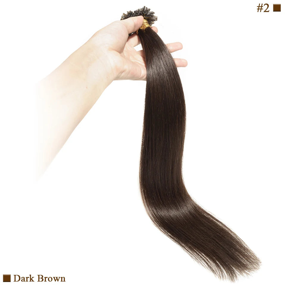 S-noilite 0.5g/s 50g Nails U Tip Hair Extensions For Volume 16'' - 24'' Straight Human Hair Keratina Pre-bonded Capsules Fusion
