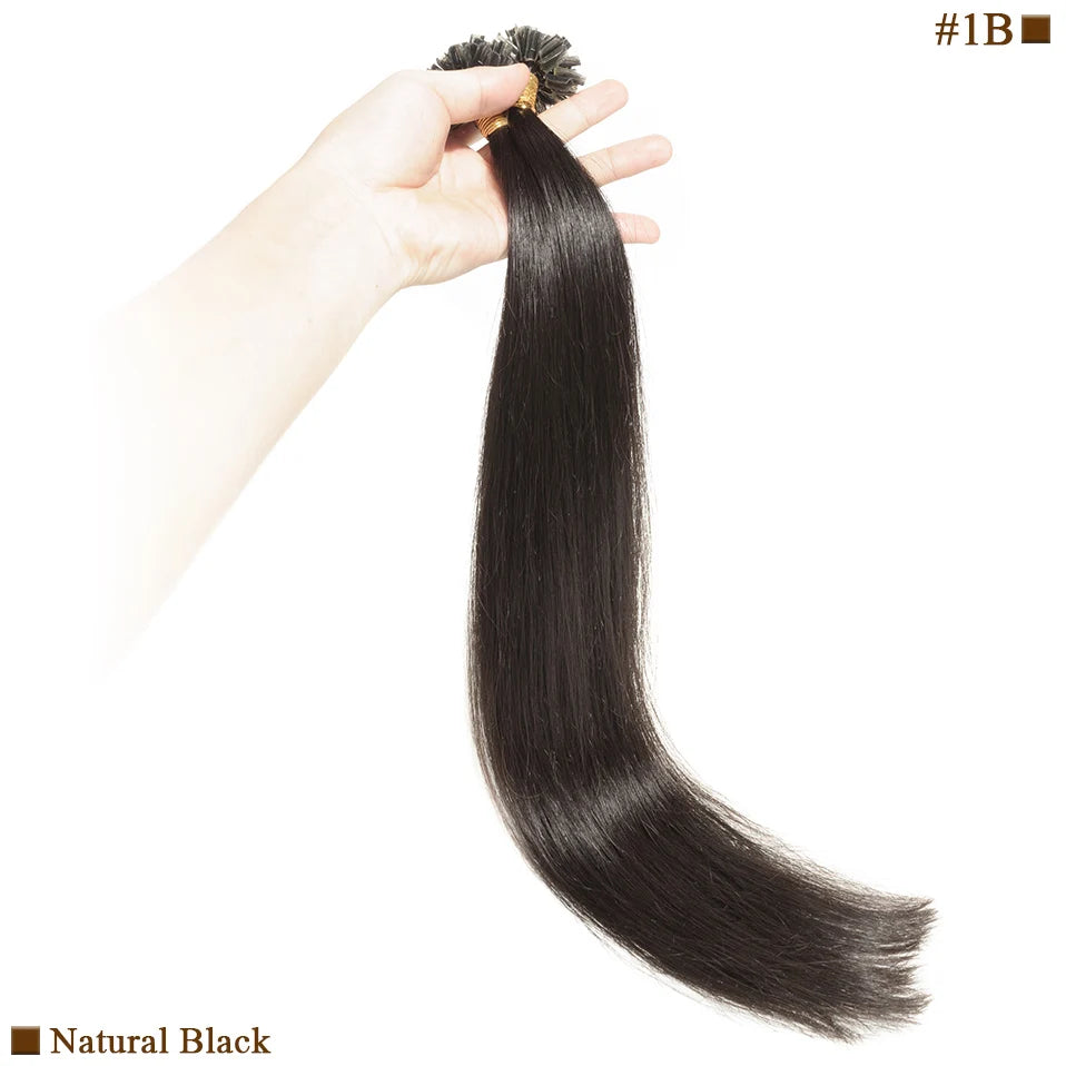 S-noilite 0.5g/s 50g Nails U Tip Hair Extensions For Volume 16'' - 24'' Straight Human Hair Keratina Pre-bonded Capsules Fusion