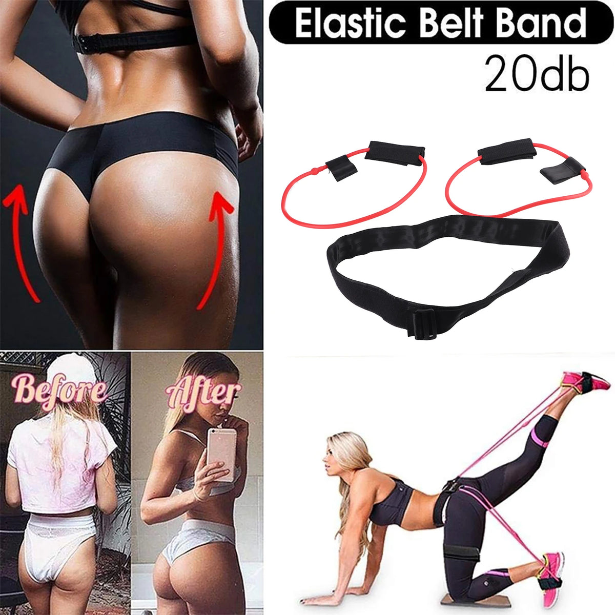 Resistance Bands Red Easy To Store Exercise Bands Strength Training Build Muscles 20LB Adjustable Elastic for Working Out