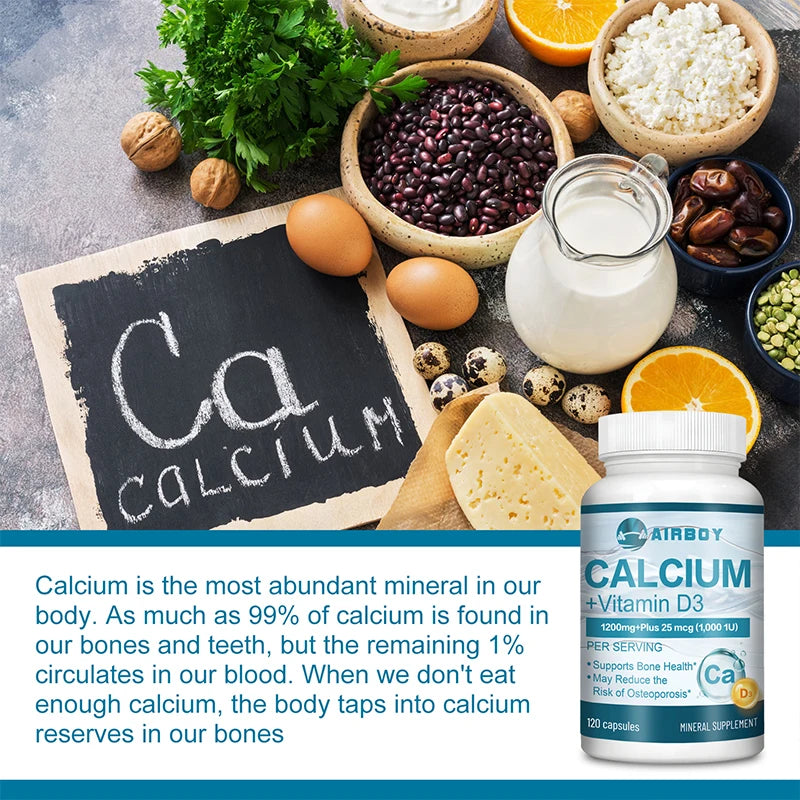 Calcium + Vitamin D3 Capsules - Immune Support, Helps Regulate Calcium Metabolism, and Promotes Healthy Bones, Teeth, and Skin