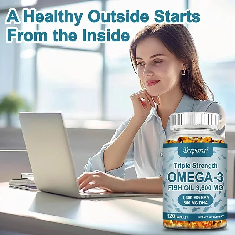 Omega 3 Fish Oil - Improve Bad Mood, Relieve Stress, Strengthen The Brain, Improve Memory and Intelligence