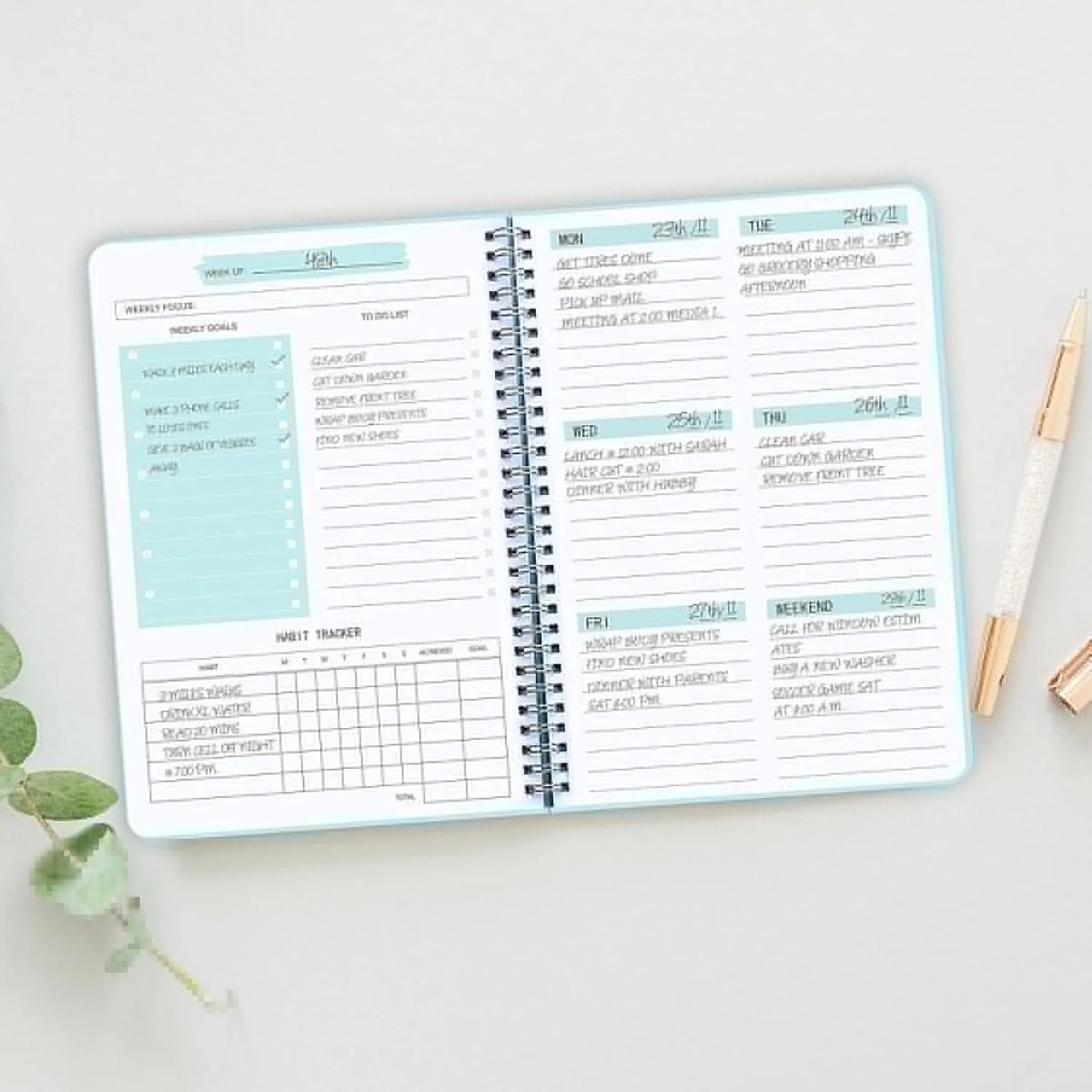 Weekly Planner 52-Week To Do List Notebook with Habit Tracker Spiral Weekly Planner Notebook for Weekly Goals/Work Planner