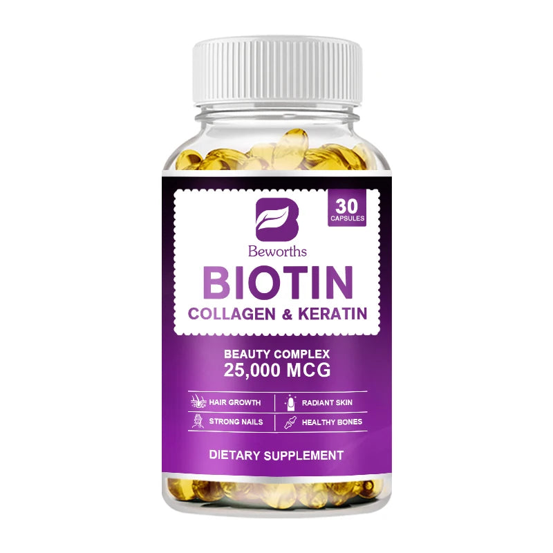 BEWORTHS Collagen and Biotin Capsules Biotin for Hair Growth Healthy Nails &amp;Skin Hair Farming Supplement Beauty Health Skin Care