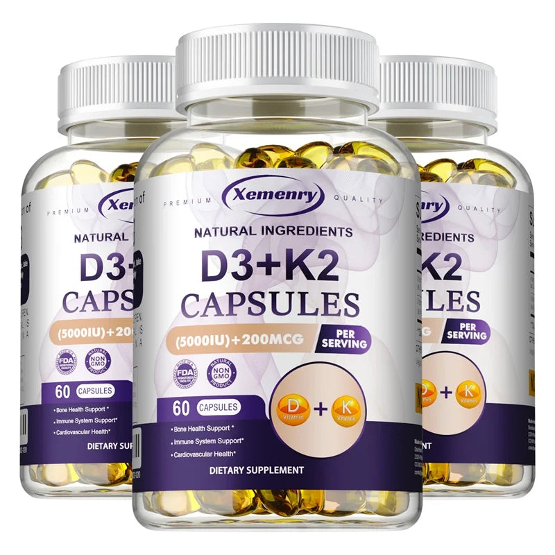 Vitamin D3 + K2(MK7) Supplement - Bone, Joint, Heart, Immune, Teeth and Skin Health Support - Non-GMO Supplement