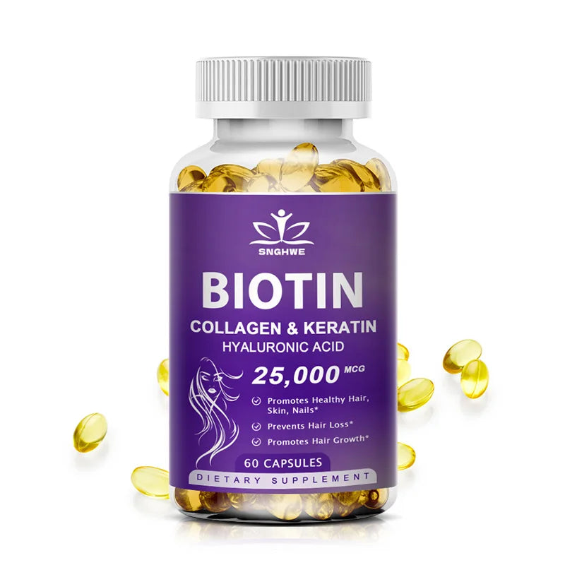 Collagen Biotin Supplement with Hyalurin&amp;Keratin-Vitamins for Hair Growth- Women &amp; Men-B1B2 B3B6B12 -Nails&amp;Skin-Multi-Vitamins