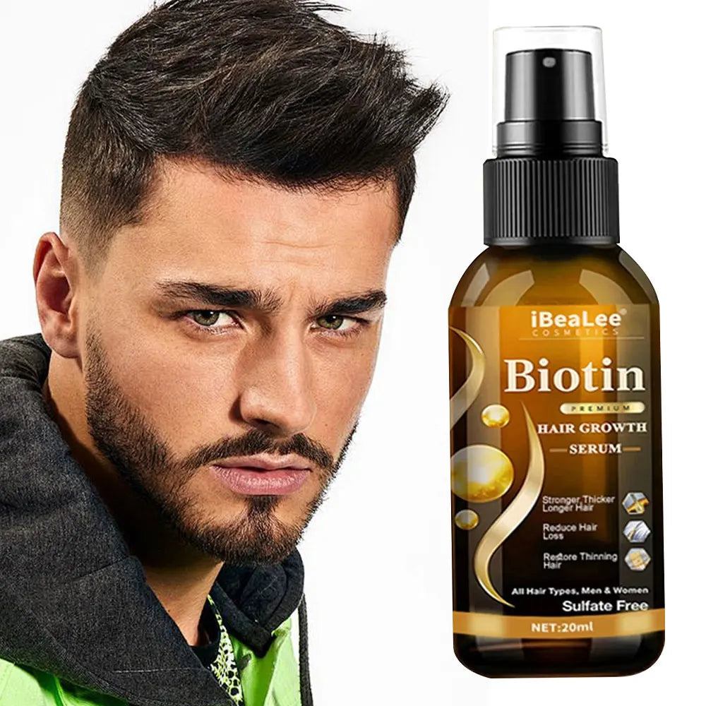 Biotin Hair Spray Anti Hair Loss Treatment Baldness Repair Beard Eyelash Fast Growth Serum Dense Thicker Regrowth  Hair Care