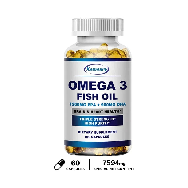 Omega 3 Fish Oil -  Support Brain Nervous System Good for Cardiovascular &amp; Skin Health Antioxidant