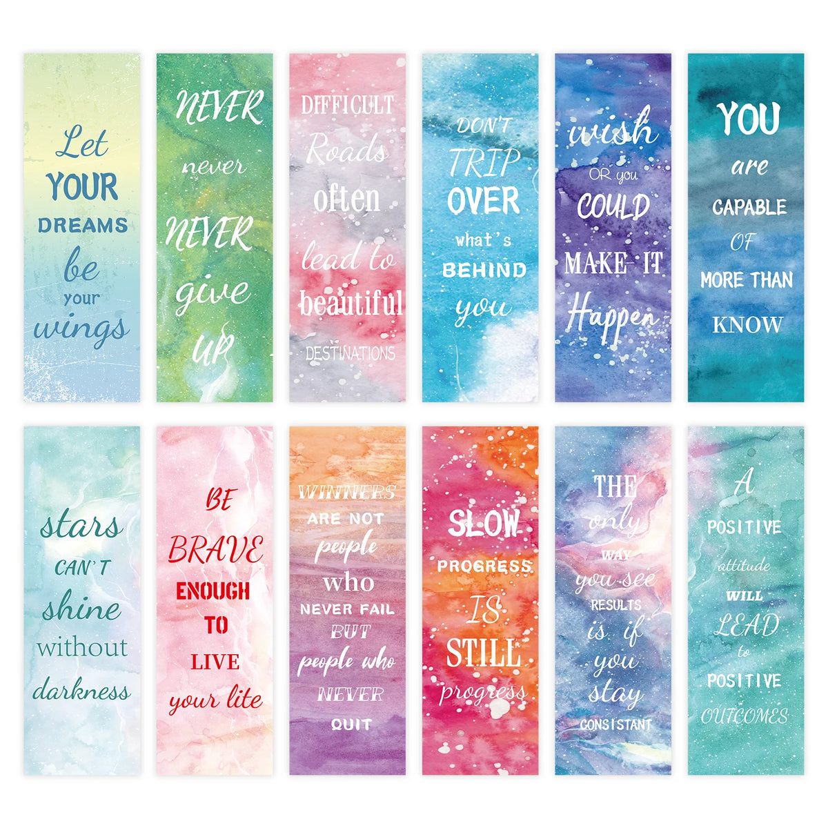 12 Pcs Inspirational Bookmarks for Women Men, 12 Styles Encouraging Bookmarks for  Students, Positive Bookmarks .