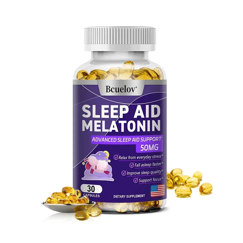 Bcuelov Melatonin, Dietary Supplement for Promotes Relaxation and Sleep Health, 25mg, 30/60/120 Capsules, Vegan | Gluten Free