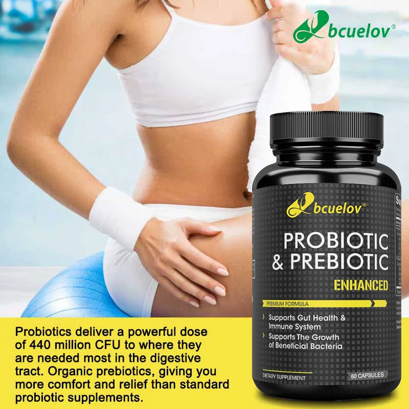 Bcuelov Prebiotics Probiotic Combo - Supports Healthy Digestion &amp; Immune System, Reduces Bloating &amp; Acidity, Weight Loss
