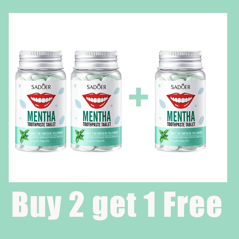 30 Tablets Mint Flavors Toothpaste Tablets Improve Bad Breath Remove tooth Stains Fresh Oral Hygiene Solid Toothpaste Tablet