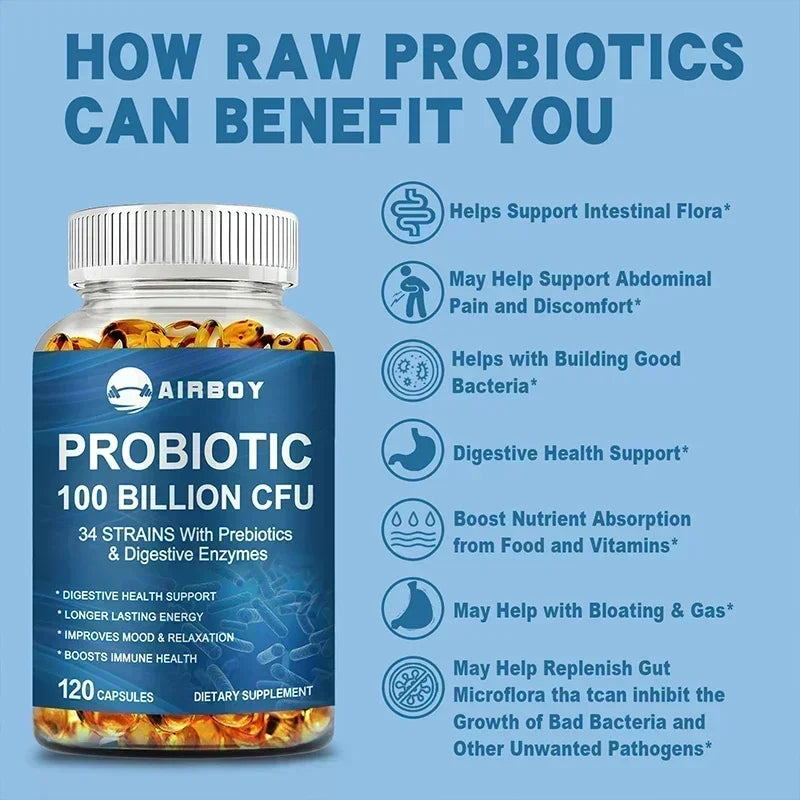 Probiotics 100 Billion CFU - Promotes Intestinal Health, Balances Intestinal Flora, Enhanced Digestive System Function
