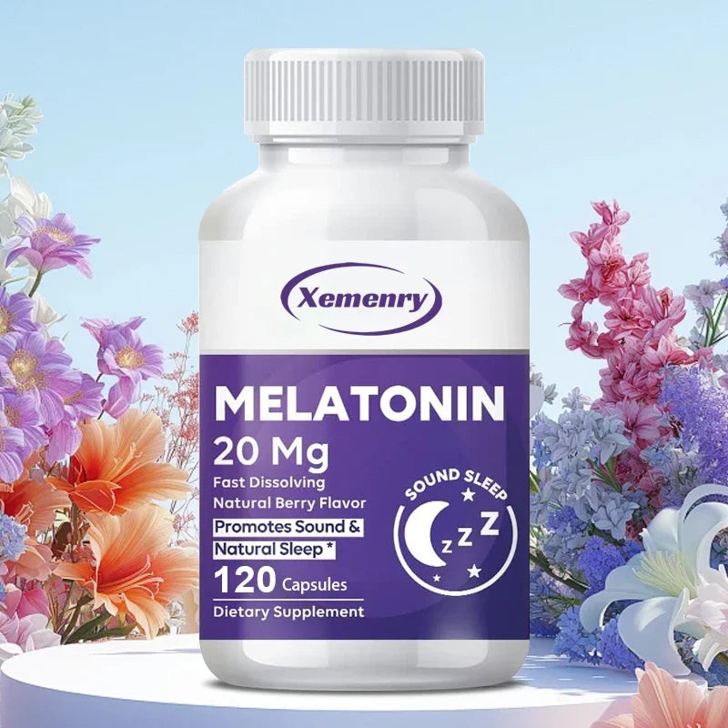 Melatonin Capsules 20mg - To Sleep, Relaxation, Stress, Promote Deep Sleep and Healthy Sleep, Non-GMO