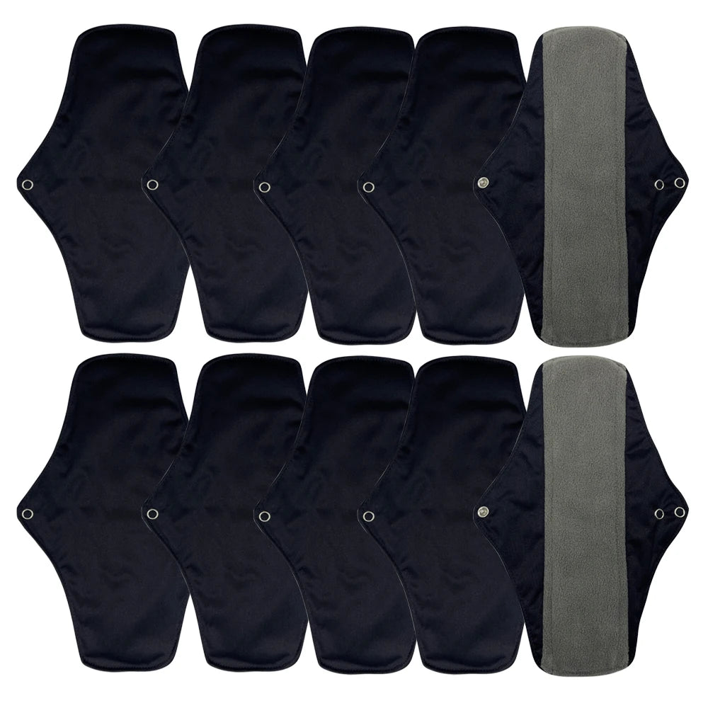 10 Piece Set Reusable Menstrual Pads for Women Washable Bamboo Charcoal Sanitary Napkins Eco-Friendly Cloth Period Pads