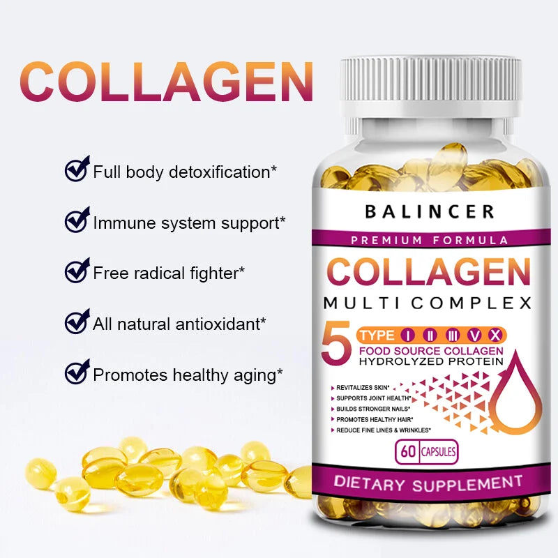 Collagen Peptide Multi-Hair, Skin &amp; Nails, Digestive &amp; Joint Health Supplement, Hydrolyzed Collagen, 120 Capsules