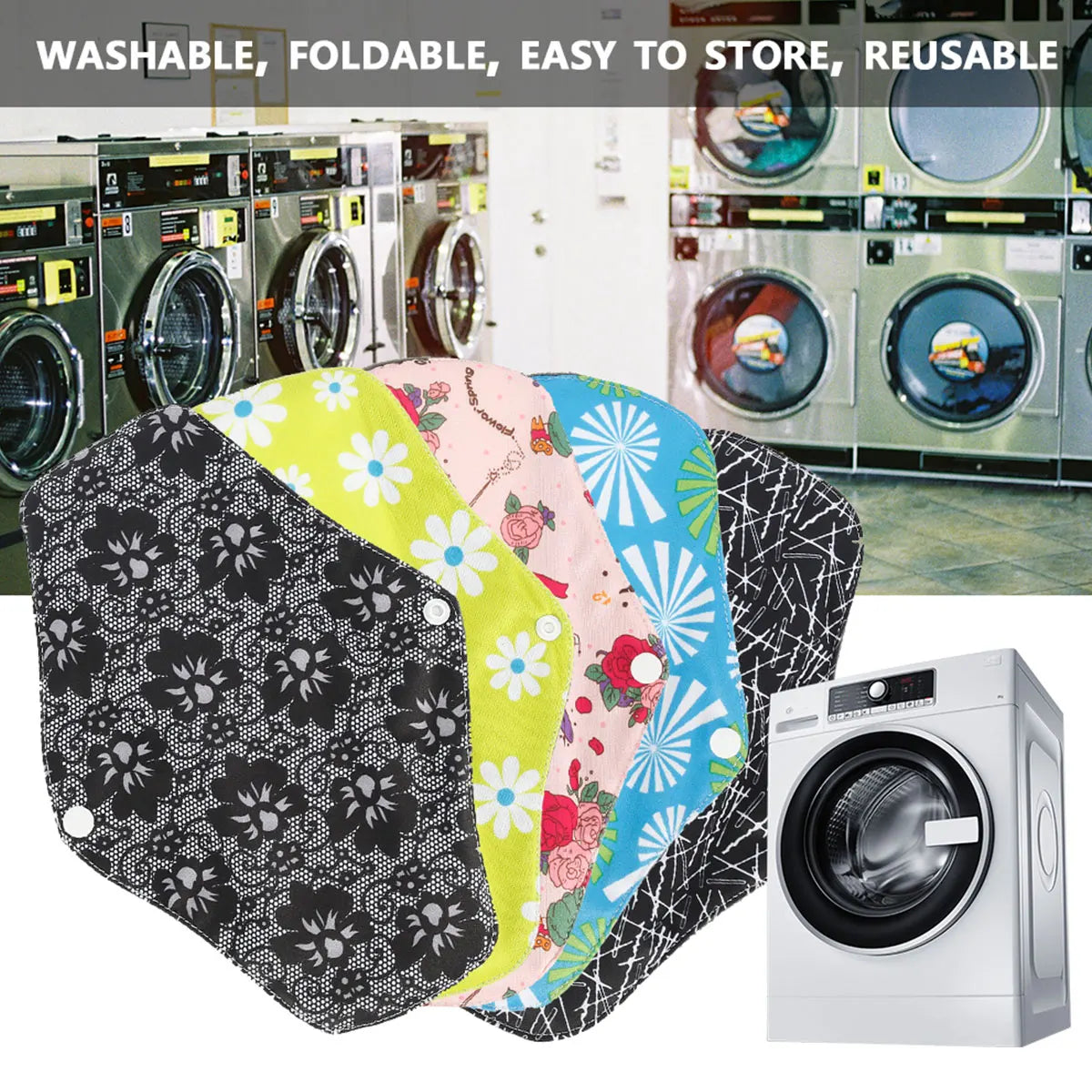 5-16Pcs Women's Reusable Menstrual Pads Absorbent Menstrual Panties  Super-Absorbent Soft and Comfortable Bamboo Sanitary Pads