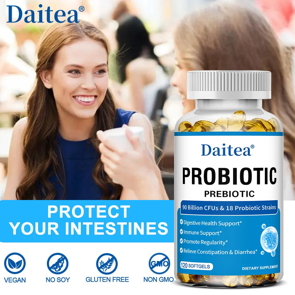 Prebiotics and Probiotics 90 Billion CFUs, Dietary Supplement for Women &amp; Men, Immune, Digestive, Gut Health, 30/60/120 Capsules