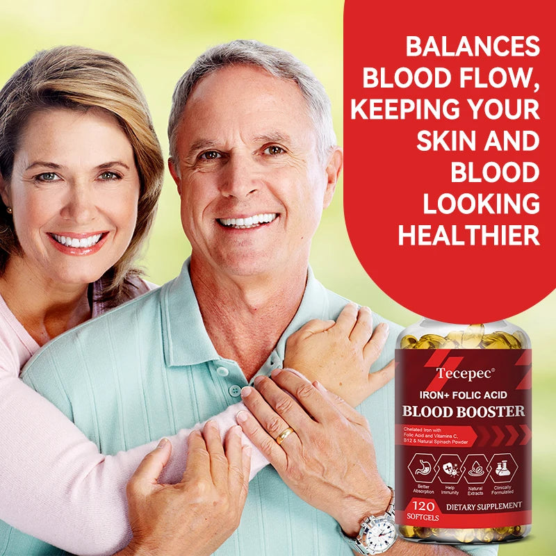 Iron + Folic Acid Supplement, with Vitamin C, B12 &amp; Zinc, Blood Strengthener, Circulation Support Immune Support