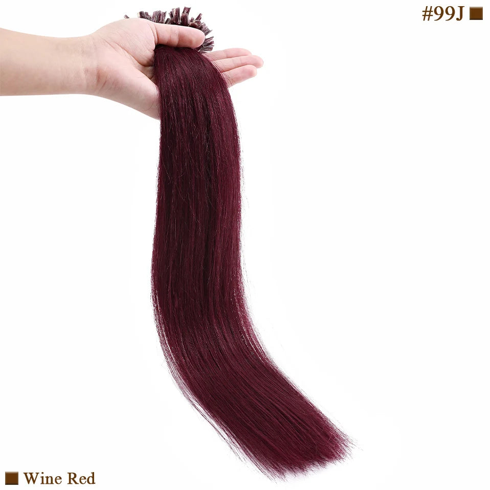 S-noilite 0.5g/s 50g Nails U Tip Hair Extensions For Volume 16'' - 24'' Straight Human Hair Keratina Pre-bonded Capsules Fusion