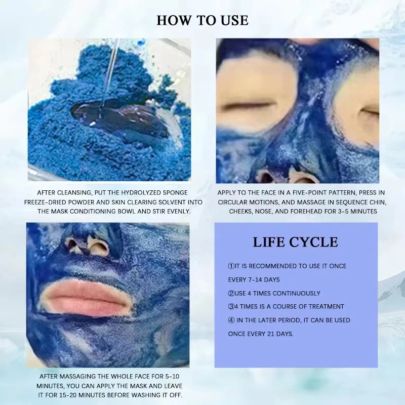 10 vials Blue Sponge Spicules Freeze-dried Collagen Powder Set 80% Microcrystal Natural Biological Extract Sponge Microcrystal