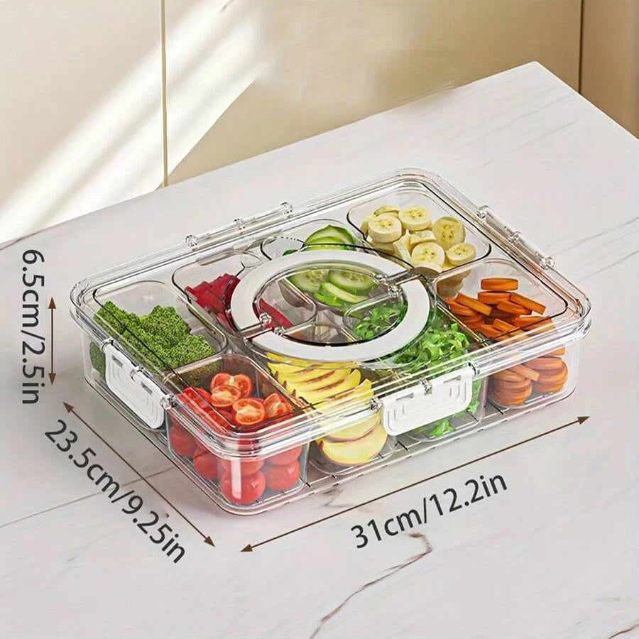 2 Grid/4 Grid /8 Grid Snack Box Container, Portable Travel Charcuterie Board with Lid, Refrigerator Food Storage Box Organizer