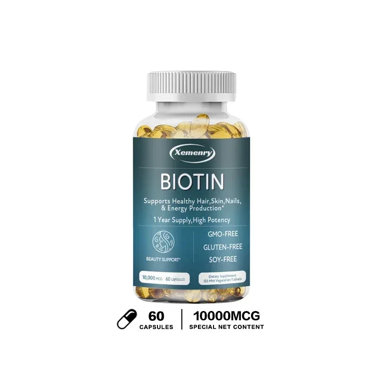 Biotin Capsules - Contains Vitamin B7 Support Supplement To Help Maintain Hair, Skin, Nails, Energy Production