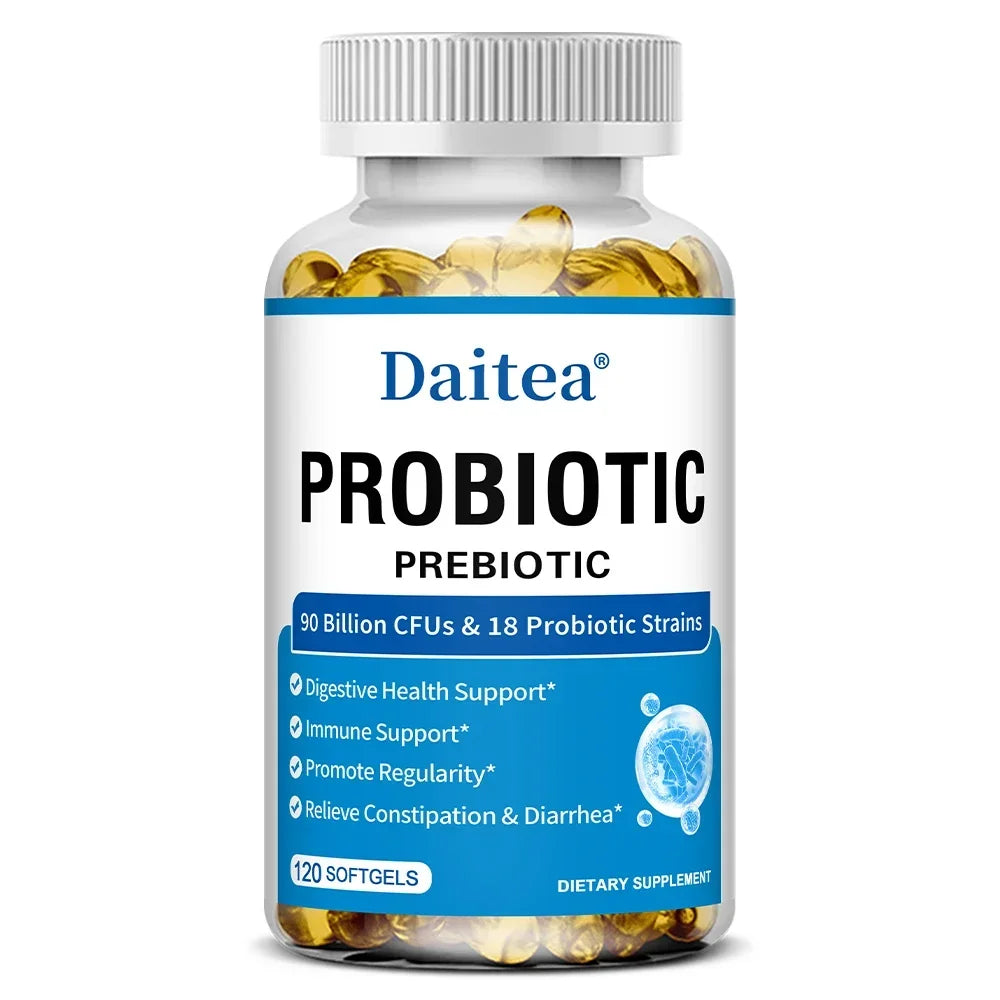 Prebiotics and Probiotics 90 Billion CFUs, Dietary Supplement for Women &amp; Men, Immune, Digestive, Gut Health, 30/60/120 Capsules