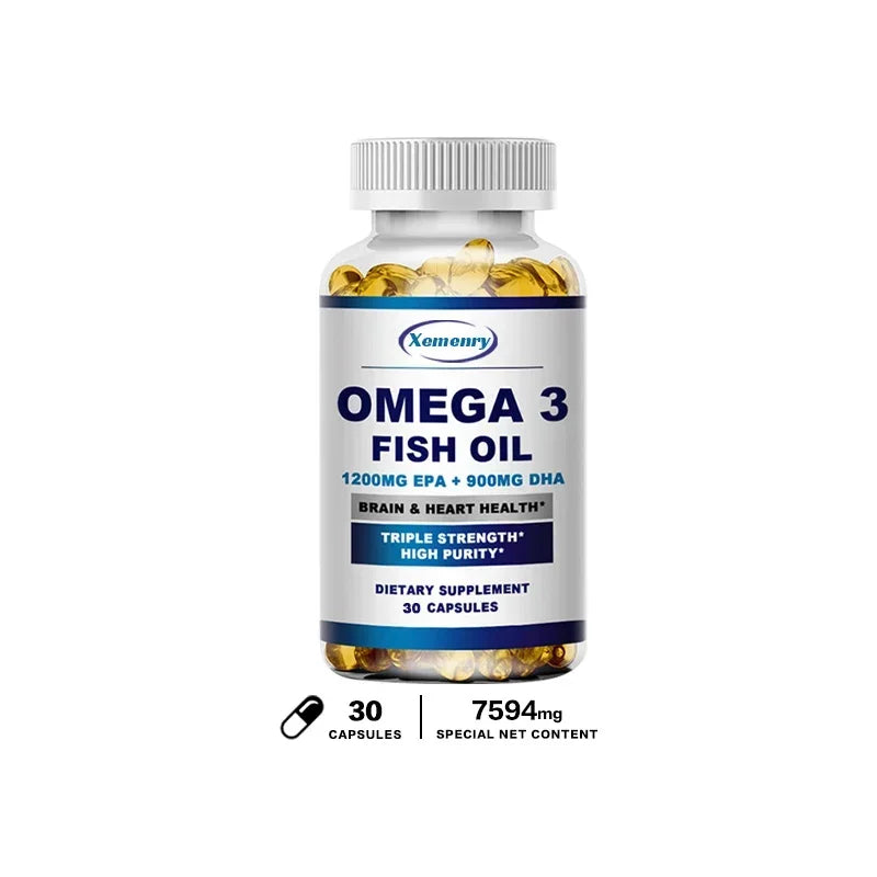 Omega 3 Fish Oil -  Support Brain Nervous System Good for Cardiovascular &amp; Skin Health Antioxidant