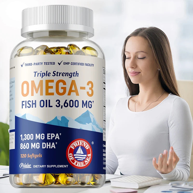 Omega 3 Fish Oil Capsules - Supports Eye and Skin Health, Promotes Brain Function, Improves Immunity, and Is An Antioxidant