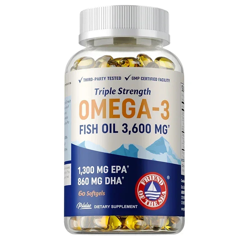 Omega 3 Fish Oil Capsules - Supports Eye and Skin Health, Promotes Brain Function, Improves Immunity, and Is An Antioxidant