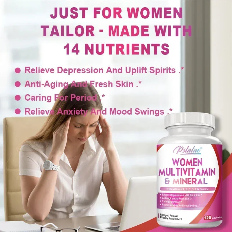 Women's Multivitamins &amp; Minerals - Enhances Energy Levels, Anti-aging, Promote Healthy Hair, Skin and Nails