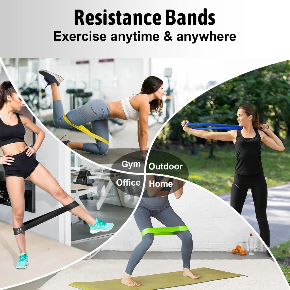 Exercise Bands Resistance Bands Set With 5 Resistance Levels Skin-Friendly for Indoor Fitness Leg Strength Training Gym Yoga ﻿
