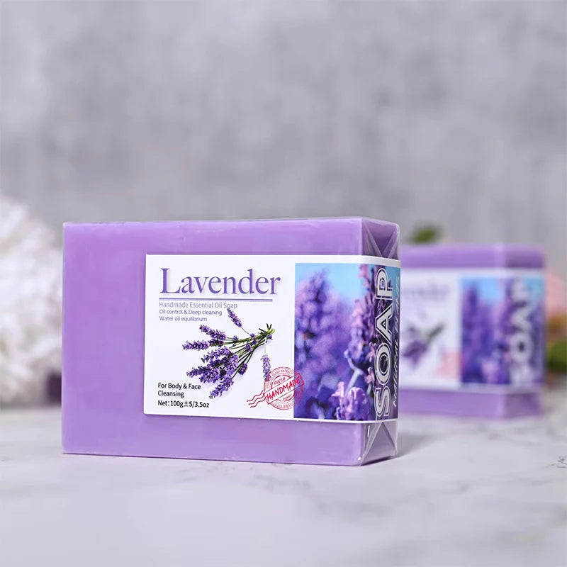 Lavender Handmade Essential Oil Soap Bar,For Body &amp; Face Deep Cleaning,Moisturizing,Brightening,Oil Control,Natural Organic