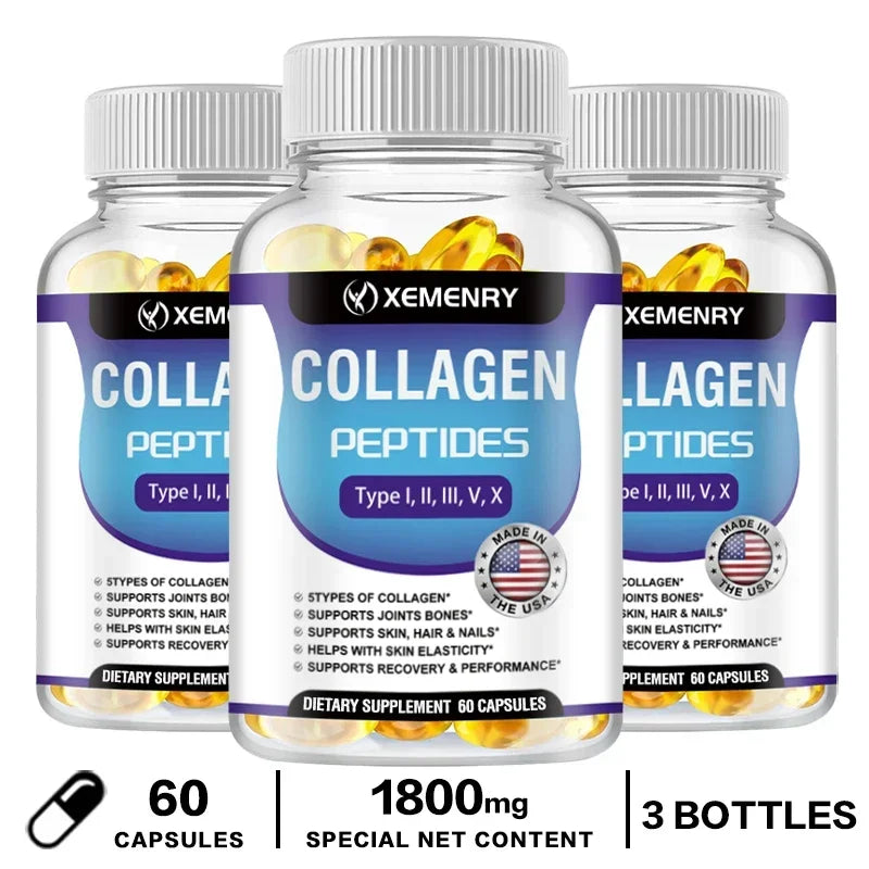 Collagen Peptide Capsules - Boosts Energy, Tightens Skin, Promotes Hair, Skin, Joint Health, Antioxidant