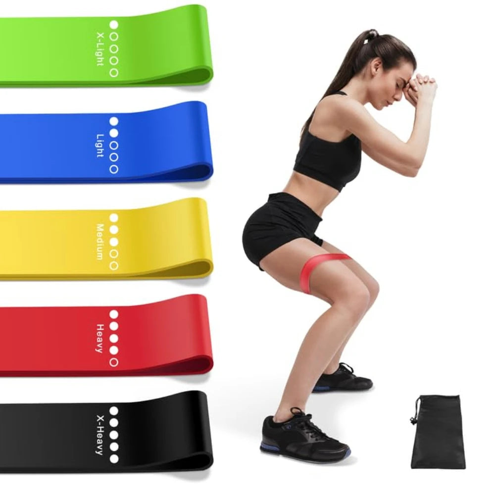 Exercise Bands Resistance Bands Set With 5 Resistance Levels Skin-Friendly for Indoor Fitness Leg Strength Training Gym Yoga ﻿