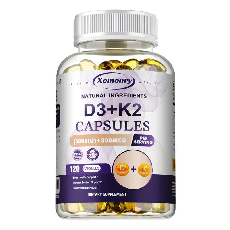 Vitamin D3 + K2(MK7) Supplement - Bone, Joint, Heart, Immune, Teeth and Skin Health Support - Non-GMO Supplement
