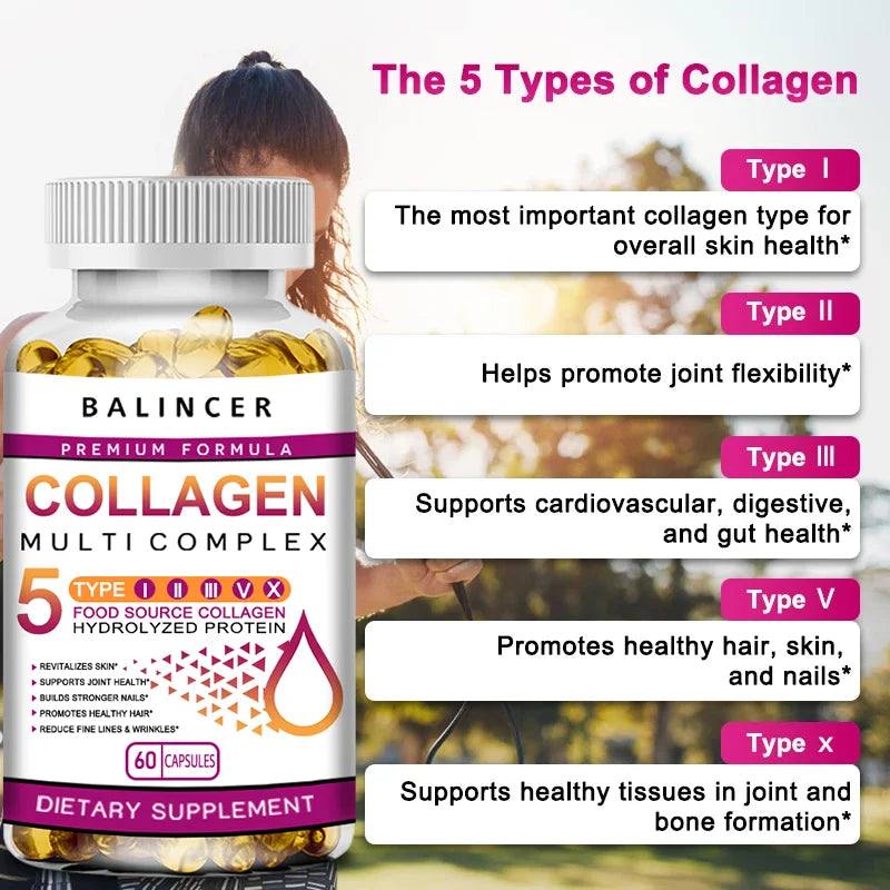 Collagen Peptide Multi-Hair, Skin &amp; Nails, Digestive &amp; Joint Health Supplement, Hydrolyzed Collagen, 120 Capsules