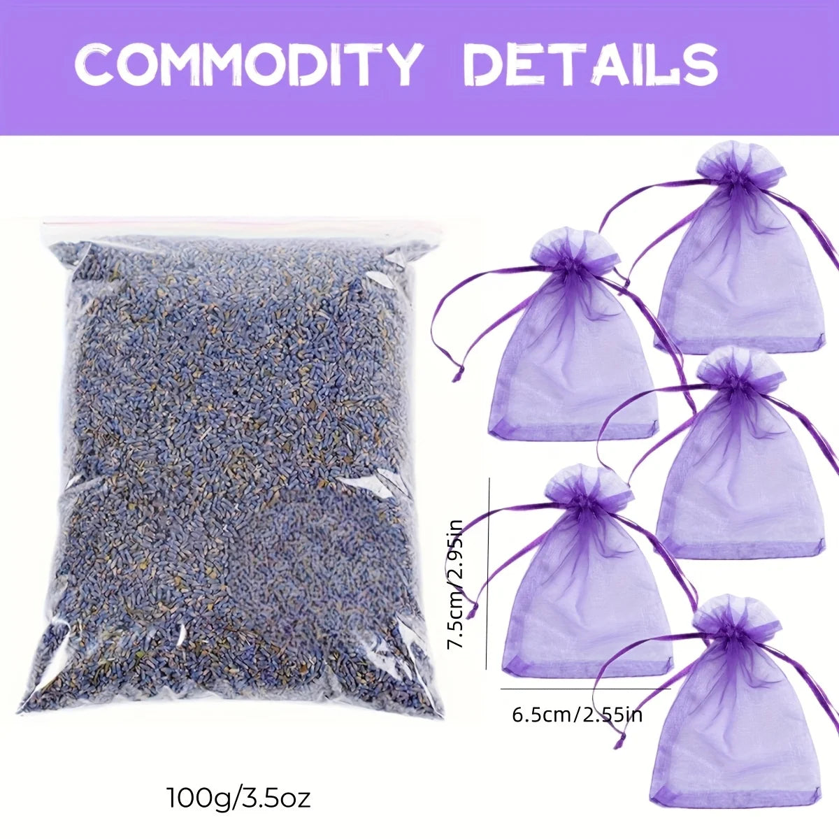 100g/3.5oz Dried Lavender, Aromatic Ingredients. for Home Decoration,Refreshing Clothes, Wedding Decorations, and Parties.