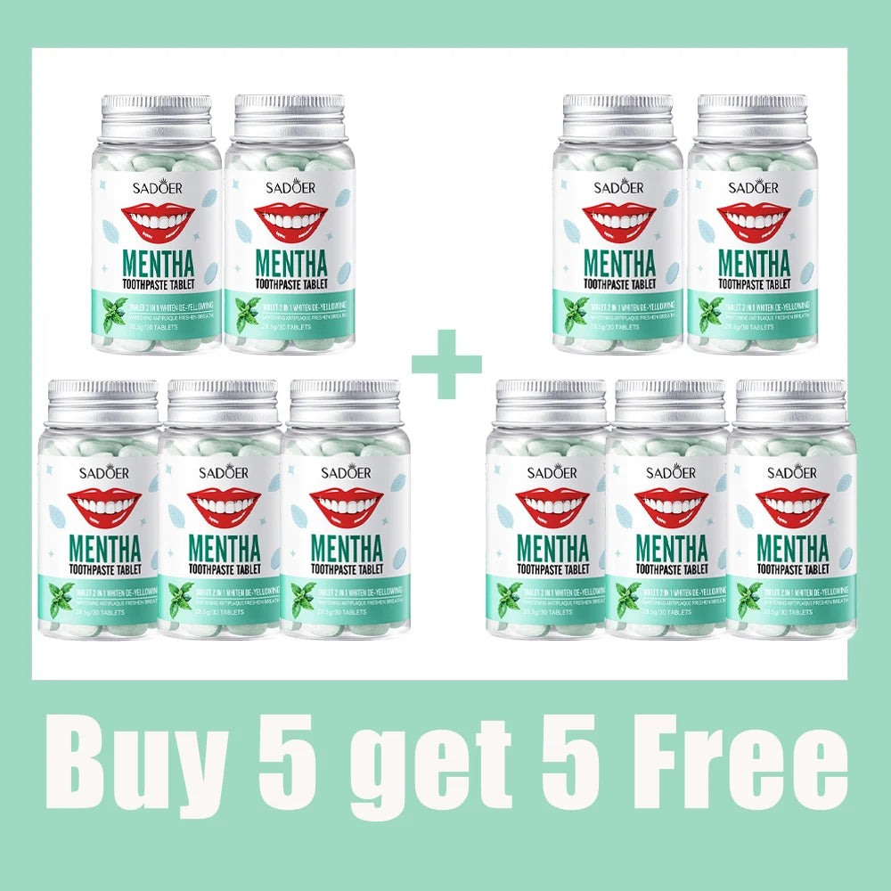 30 Tablets Mint Flavors Toothpaste Tablets Improve Bad Breath Remove tooth Stains Fresh Oral Hygiene Solid Toothpaste Tablet