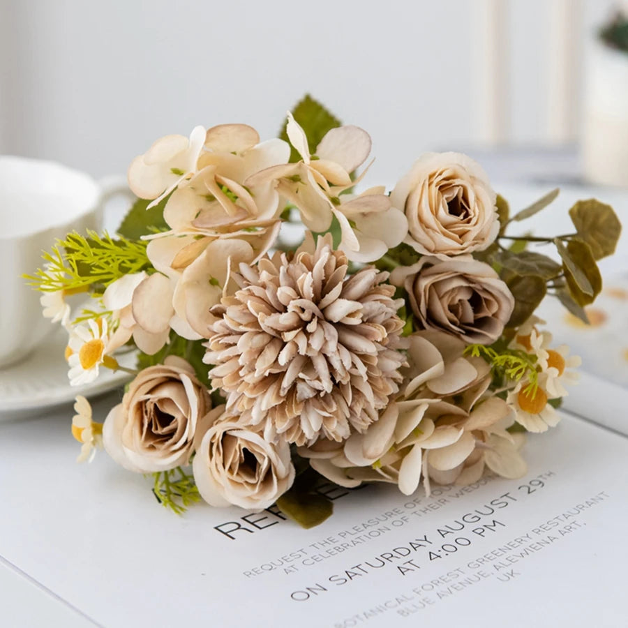 1PC Chamomile Combination Artificial Flowers For Festival Wreath Home Dining Table Bonsai Decoration Wedding Arch Accessories