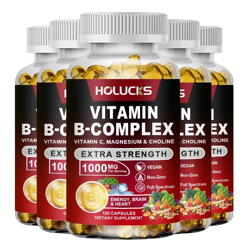 Vitamin B Complex Supplement - (B1, B2, B3, B5, B6, B7, B8, B9, B12 Folic Acid&amp;Biotin) with Vitamin C, Inositol - Energy Healthy