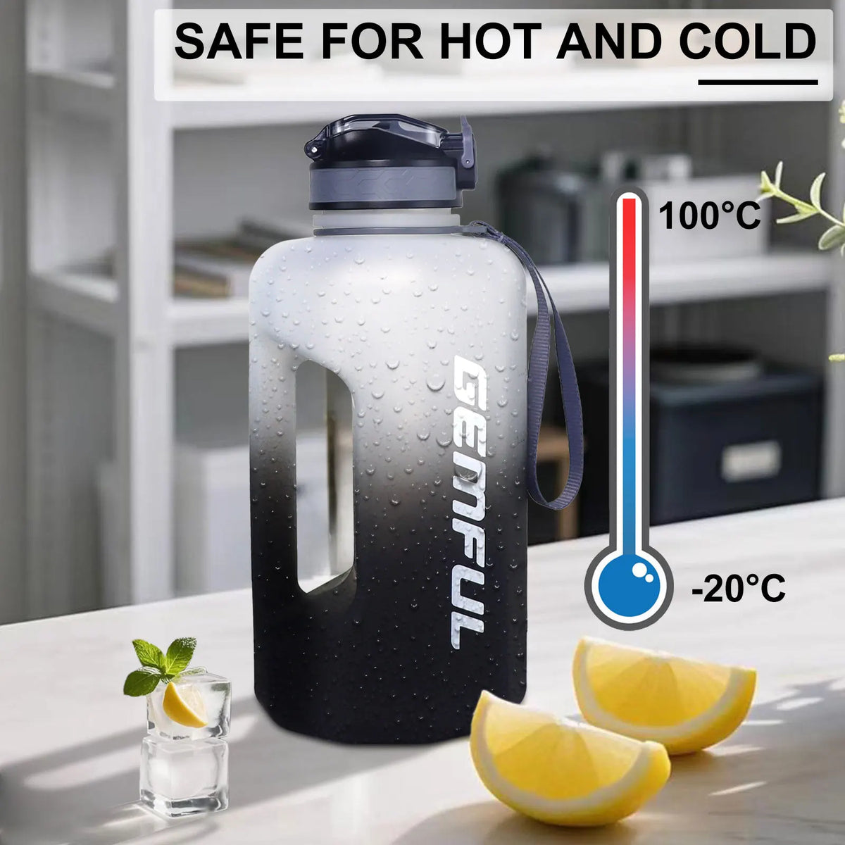 2.2 Liter Water Bottles with Straw Times to Drink Durable Sports Big Jug with Handle Leakproof BPA Free Reusable for Adults