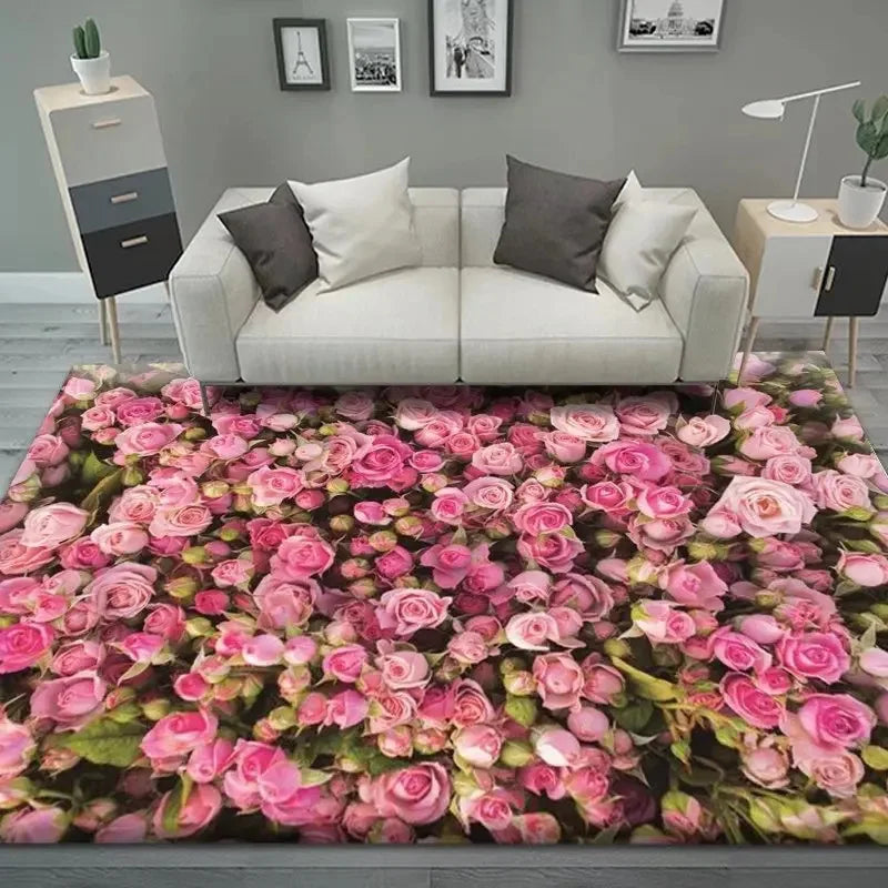 Spring Chamomile Flower Green Lounge Carpet Indoor Outdoor Rural Farmhouse Decor Large Area Rug Camping Kid's Crawling Floor Mat