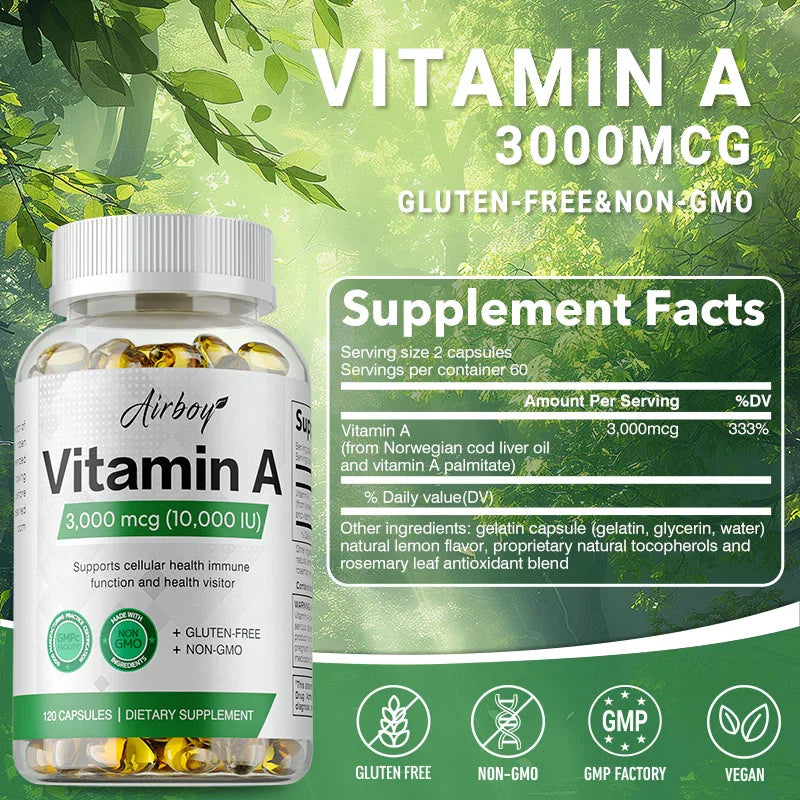 Vitamin A - Supports Healthy Skin & Eyes ,Antioxidant Activity and Immune System & Reproductive Function