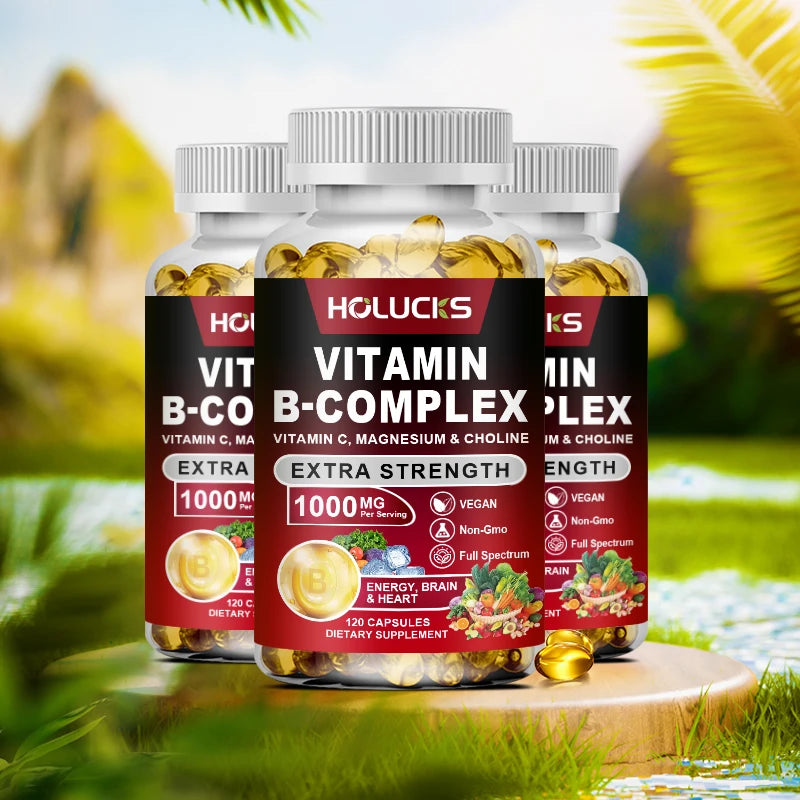 Vitamin B Complex Supplement - (B1, B2, B3, B5, B6, B7, B8, B9, B12 Folic Acid&amp;Biotin) with Vitamin C, Inositol - Energy Healthy